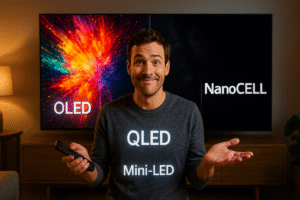 Read more about the article 📺 OLED, QLED, Mini-LED, NanoCell: Ο Απόλυτος Οδηγός για να Μην «Χαθείς» στο Ράφι