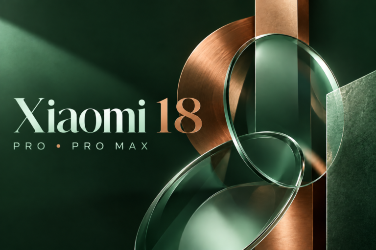 Xiaomi 18 Pro και Pro Max — αφηρημένη εικονογράφηση σε πράσινο και χαλκό